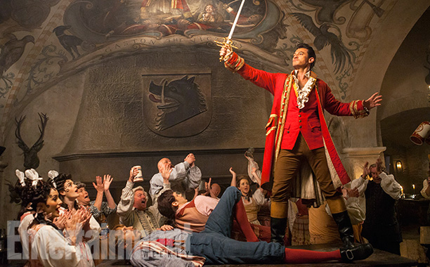 Beauty and the Beast (2017) Gaston (Luke Evans) a handsome but arrogant brute, holds court in the village tavern.